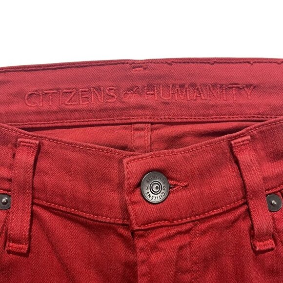 Citizens of Humanity Women Red Wash Denim Jeans Sz 24 x28 USA Made Stretch NWOT - Picture 7 of 16